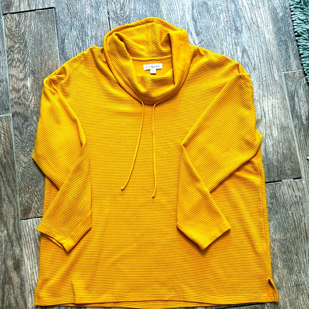 Kim Rogers ribbed tunic sweatshirt, cowl neck. XL
